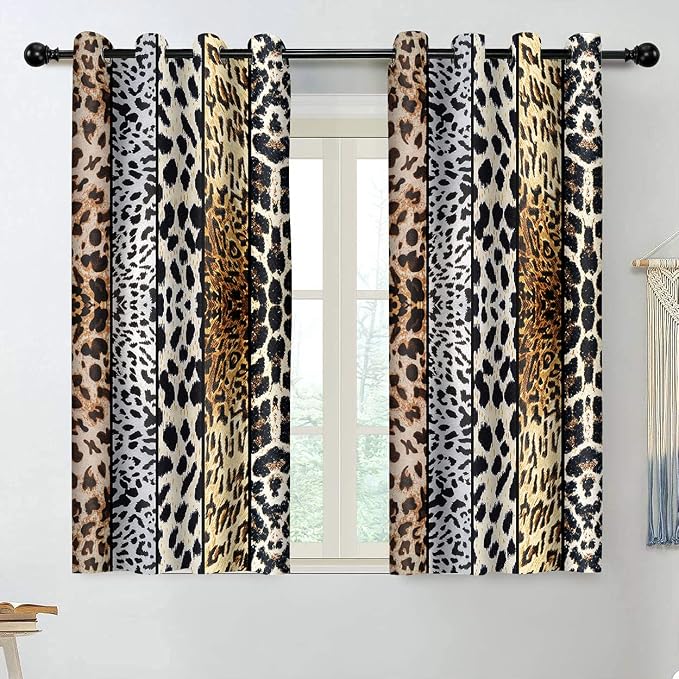 Wild Animals Print Curtain, Multiple Skins Room Darkening Thermal Insulated Blackout Grommets Window Drapes for Living, Dining, Bedroom, 52"x 63", 2 Panels, CLLSSP1043