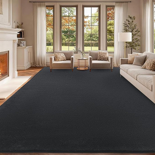 qulint 8x10 Area Rug for Living Room, Modern Large Washable Rug for Bedroom Dark Grey Thickened Memory-Foam Rug, Minimalist Solid Non Slip Carpet for Kid Room Dining Room Classroom Home Decor