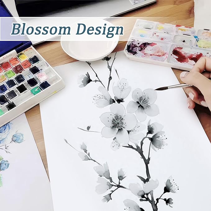 FMFUNCTEX Linen Sheer Curtains for Bedroom, Blue White Blossom Print Curtains 84 Inches Long for Living Room,Floral Patterned Farmhouse Curtain Light Filtering Window Drapes 2 Panels, Rod Pocket