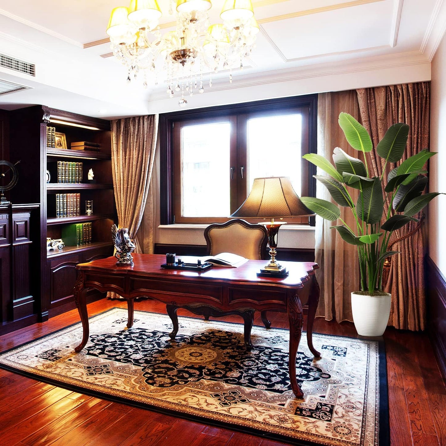 6.5ft Artificial Silk Bird of Paradise Palm Tree (78in) with 17 Trunks Faux Tree and Plastic Nursery Pot, Fake Plant for Office House Farmhouse Living Room Home Decor (Indoor/Outdoor)