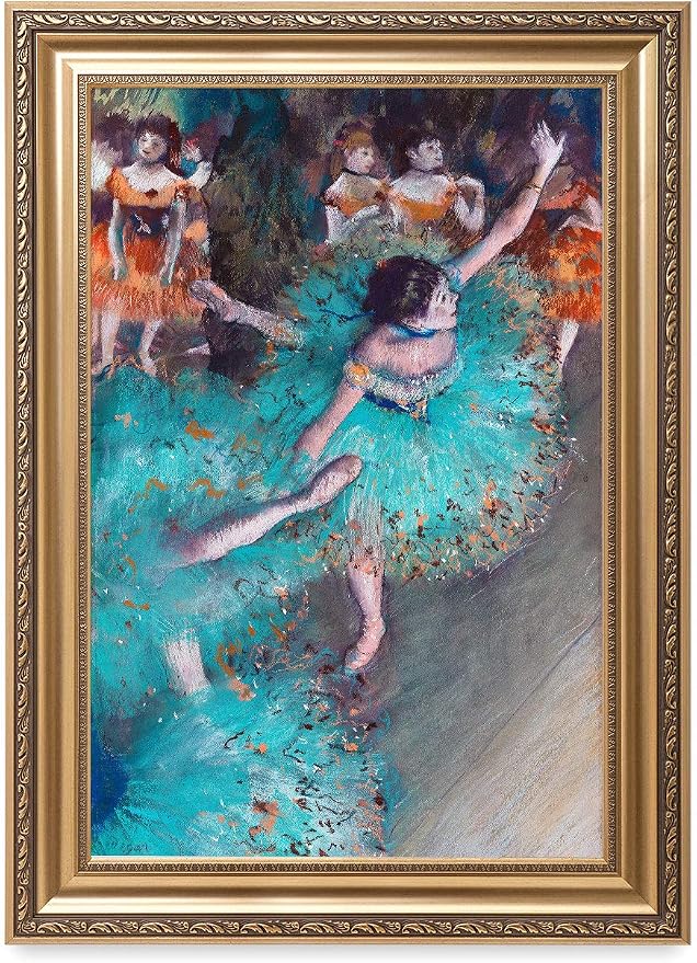 DECORARTS - Dancer in Green by Edgar Degas. Oil Painting Reproduction, Giclee Print on Canvas. Ready to Hang Framed Wall Art for Home and Office Decor. Canvas Size: 20x30 Framed Size: 26x36