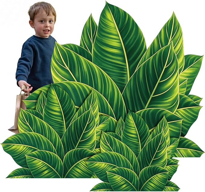 Geelin 3 Sets Tropical Plant Cardboard Cutout Stand up Tropical Jungle Theme Party Decoration Jungle Greenery Life Size Photo Props for Summer Indoor Celebrations Party Decoration