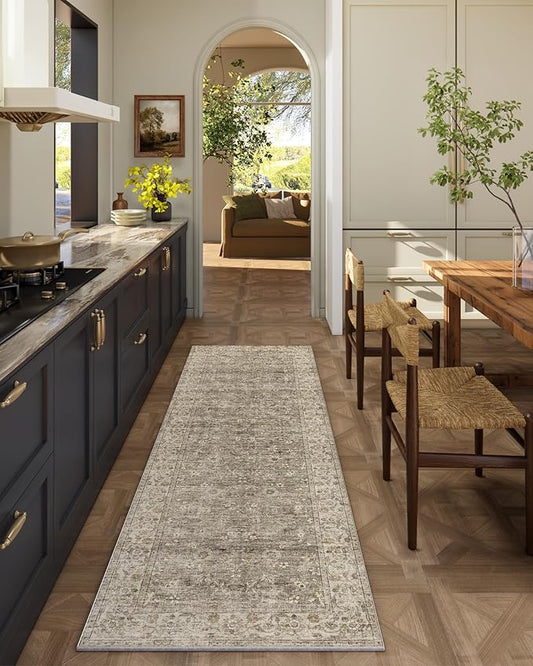 Washable Kitchen Rug Runners for Hallways: 2'x6' Bedroom Runner Rug Non Slip Low-Pile Stain Resistant Soft Indoor Floor Carpet Runner for Indoor Entryway Hallways Kitchen Laundry Room Farmhouse