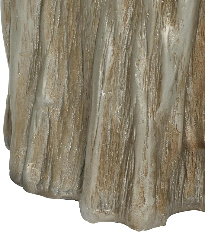 Deco 79 Fiberglass Side End Accent Table Tree Trunk End Table, Side Table 13" x 13" x 19", Silver