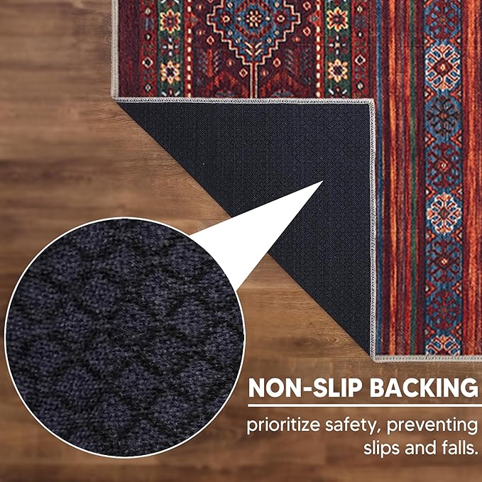 Keen Home Design 9x12 Rug - Machine Washable Area Rug with Non-Slip Backing, Ideal for Living Room, Dining Room, Bedroom - Vintage, Easy Clean, Durable, Low Pile Rug - (9' x 12')