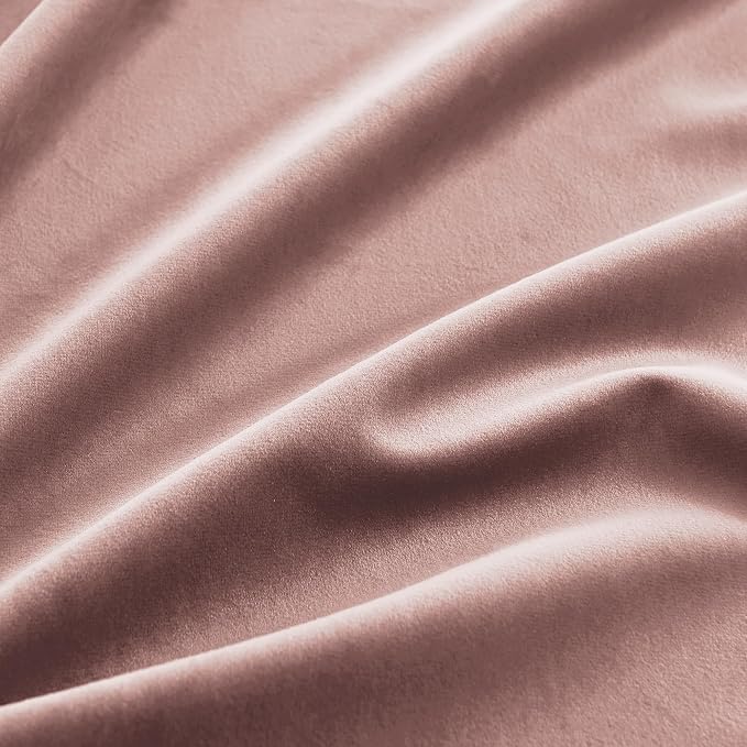 RYB HOME Dusty Pink Velvet Curtains for Bedroom Living Room, Thermal Insulated Privacy UV Heat Blocking Luxurious Drapes for Nursery Dining Room, 52"W x 108"L, 2 Panels, Rod Pocket/Back Tab/Hook Belt