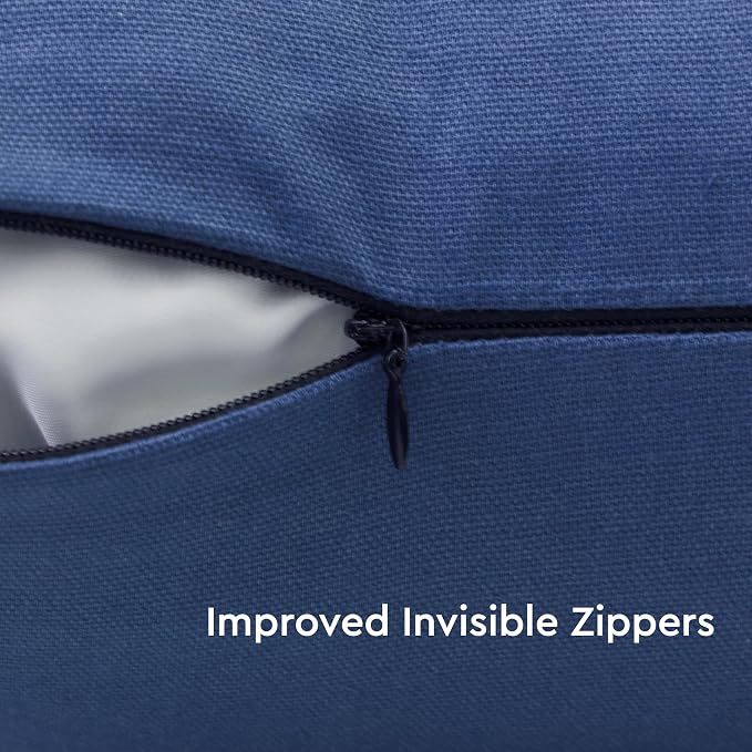 Encasa XO Throw Pillow Covers 24x24 in Set of 2 Cobalt Blue | No Inserts | Cotton Pillow Covers For Living Room, Bed, Sofa, Couch | Decorative Cushion Covers With Improved Zipper