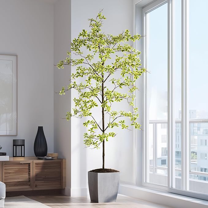 Erimda Faux Black Olive Tree 8ft, Faux Plants Indoor Large Tall Tree Artificial Shady Lady Tree with Natural Wood Trunk & Realistic Leaves, Fake Olive Plant for Home Office Indoor Decor