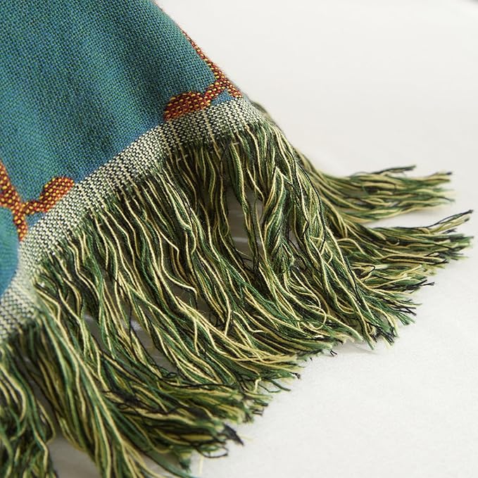 Bailix Boho Throw Blanket for Couch Sofa Bed, 100% Cotton Woven Quilt with Tassel 60”x80”, Super Soft Muslin Blanket with Bird Printed, Decorative Reversible Bed Blanket/Cover for All Seasons