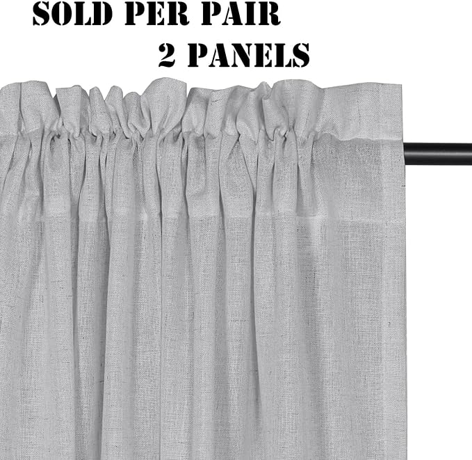 H.VERSAILTEX Light Filtering Linen Textured Curtains for Living Room Window Treatment Natural & Durable Privacy Added Draperies/Drapes/Panels/Treatment, Rod Pocket (2 Pack, 52 x 54 Inch, Dove)
