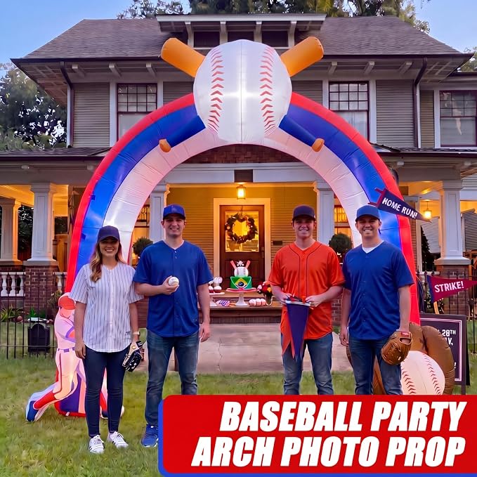 Shappy 9 ft Baseball Inflatables Arch Party Decoration Giant Blow up Archway with LED Light for Baseball Sports Theme Senior Night Birthday Party Stadium Yard Outdoor Lawn Photos Backdrop Decor