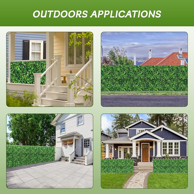 fanado Artificial Grass Wall Panels (20"x 20" 18pcs),Hedge Green Wall Decor Backdrop, UV-Anti Fake Greenery Plant Wall Boxwood Panels for Privacy Fence Screen Outdoor Indoor Wedding Garden Backyard