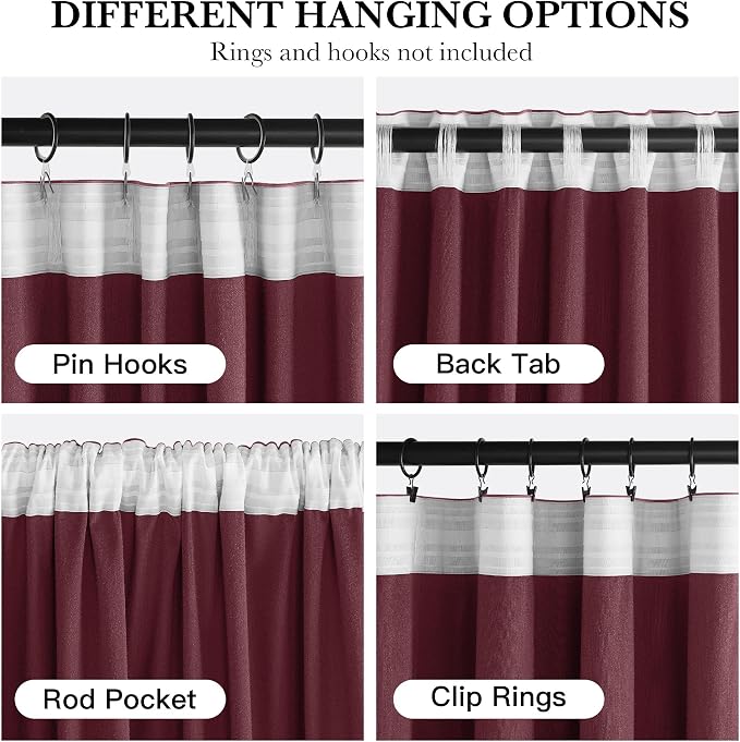 RYB HOME Burgundy Red Velvet Curtains for Christmas Decor, Soft Luxury Backdrops for Studio Theater, Rod Pocket & Back Tab Modern Design for Bedroom Living Room, 52" W x L90 L, 2 Panels Set