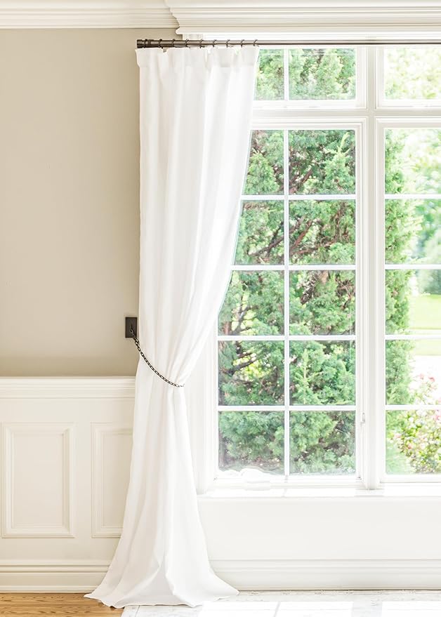 BlastHome® Non-Adjustable Luxury Curtain Rods for Windows, 1 ¼” Rod Set, 7 foot Fixed Length (Two Rods Connect for a Seamless Look), Matte Graphite