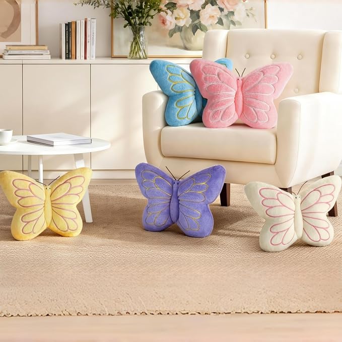 FALAX Butterfly Shaped Pillow 17.7" Soft Plush Decorative Throw Pillows | Soft Hugging Pillows, Comfort Seat Cushions, Aesthetics Room Decor, Cute Decorative Throw Pillows for Bedroom Couch Bed Dorm