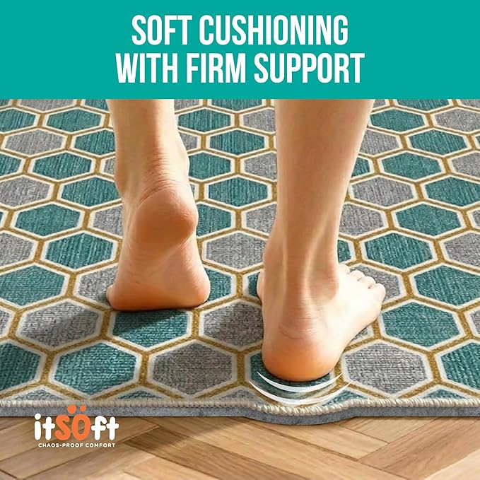 Premium Non Slip Rug Pad 5x8 Feet, 1/4" Thick Cushioned Rug Gripper for Hardwood Floors, Vinyl, Laminate, Stone, Carpet & Tile, Under Rug Padding Protects Floors