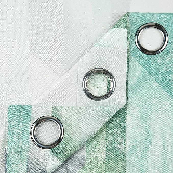 Leeva Grommet Drapes & Curtains for Office, Linen Textured Modern Solid Window Treatments Decorative Curtain Panel for Guest Room, 2 Packs, 52 x 96 in, Green & Grey