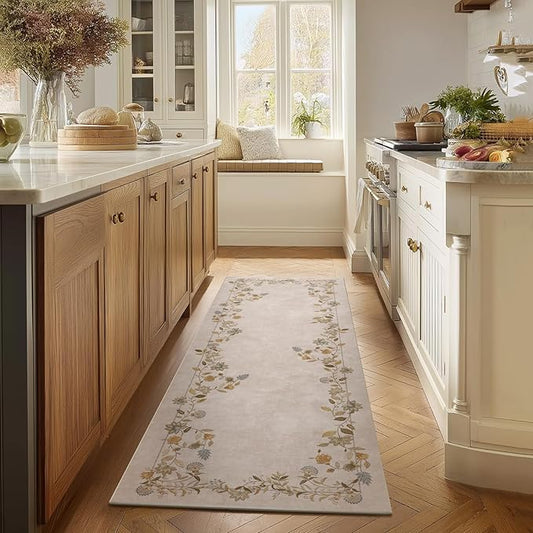 2x6 Washable Runner Rugs for Entryway: Kitchen Rug Non Slip Backing Stain Resistant Low Pile Soft Indoor Floor Carpet Runners for Hallways Kitchen Bedroom Laundry Room Farmhouse Indoor