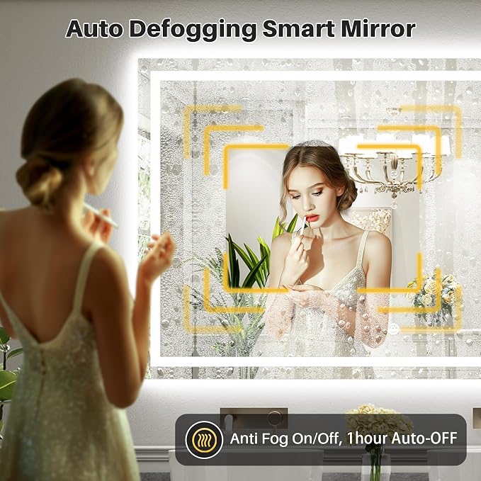 Briivue 96x36 Inch LED Bathroom Mirror with Lights, Backlit & Front Lit, Anti-Fog Lighted Bathroom Vanity Mirror for Wall, Memory Function, Dimmable, HD Tempered Glass, Shatter-Proof