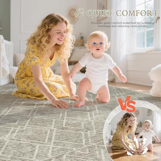 Area Rugs 9x12 Living Room Rug: Washable Geometric Moroccan Neutral Rugs Boho Modern Non Slip Area Rug Large Soft Indoor Floor Low Pile Carpet for Bedroom Dining Room Home Office (Brown, 9'x12')