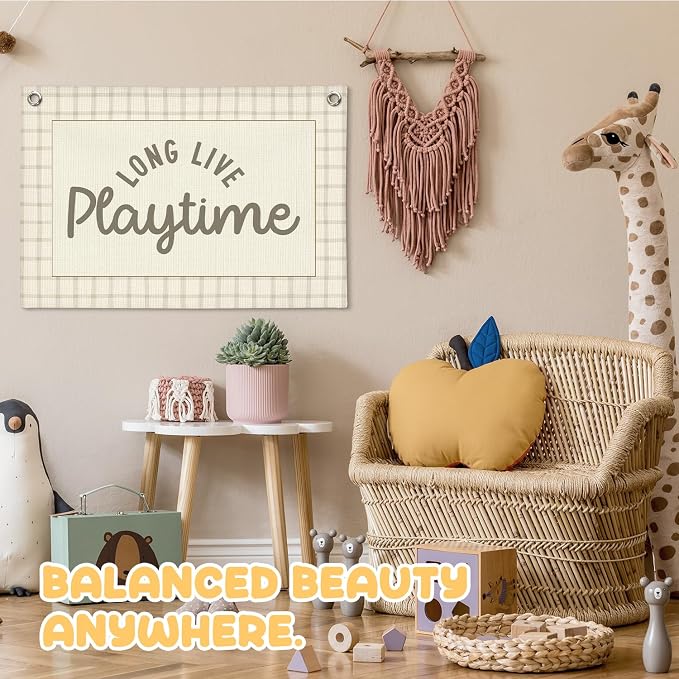 Long Live Playtime Banner Boy Nursery Decor, Baby Boy Vintage Wall Hanging Flag Decor for Nursery Playroom Toddler Room, Boys Room 30x20 Inch