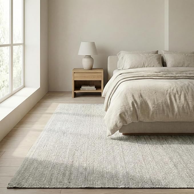 Fab Habitat Machine Washable Area Rug - Hand Woven, Stain Resistant, Reversible - Premium Recycled Polyester Yarn - Solid - Bedroom, Living/Dining Room - Kingscote - Gray - 5 x 8 ft