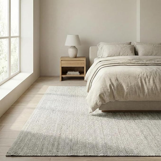 Fab Habitat Machine Washable Area Rug - Hand Woven, Stain Resistant, Pet Friendly - Premium Recycled Polyester Yarn - Solid - Kitchen, Bathroom, Laundry Room - Kingscote - Gray - 3 x 5 ft