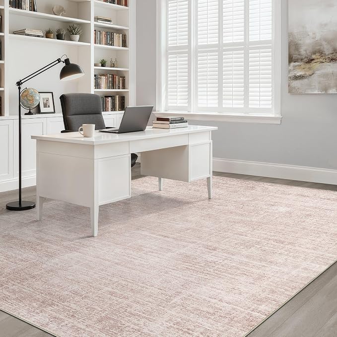 Pink Rug 6x9 Living Room: Washable Large Neutral Rugs Abstract Soft Modern Stain Resistant Indoor Floor Non-Slip Carpet for Nursery Kids Girls Bedroom Playroom Dining Room Under Table