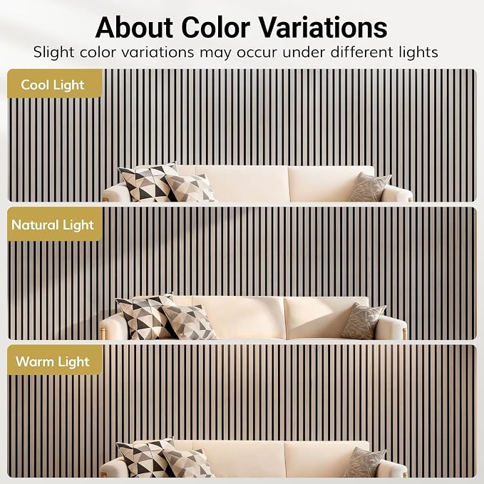 TONOR Wood Slatwall Panels, 2 Pack 47.2" x 23.6"/ 120 x60cm(15.5ft²) Acoustic Wall Panels, Wood Slat Acoustic Panels for Noise Cancelling and Wall Décor Living Room, Bedroom, Home Decor, Office, Gray