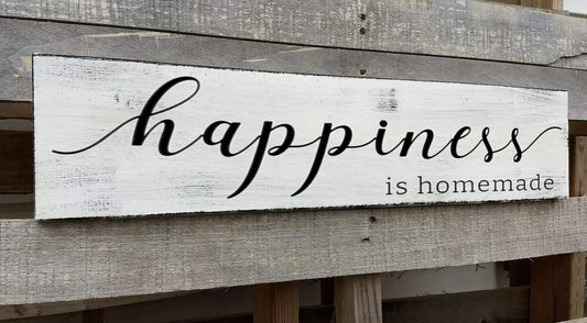 Happiness is Homemade Sign, Farmhouse Kitchen Sign,Rustic Wooden Kitchen Wall Decor for Dining Room (Happiness) 6x16 Inch