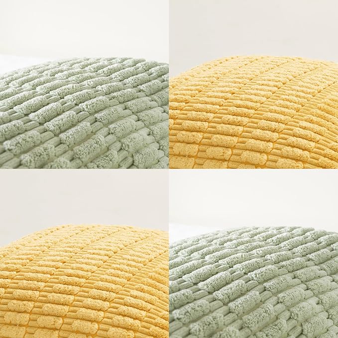 Fancy Homi 4 Packs Decorative Throw Pillow Covers for Living Room Couch Bed, Modern Farmhouse Boho Home Décor Accent Cushion Case, 20" x 12", Yellow Green Series