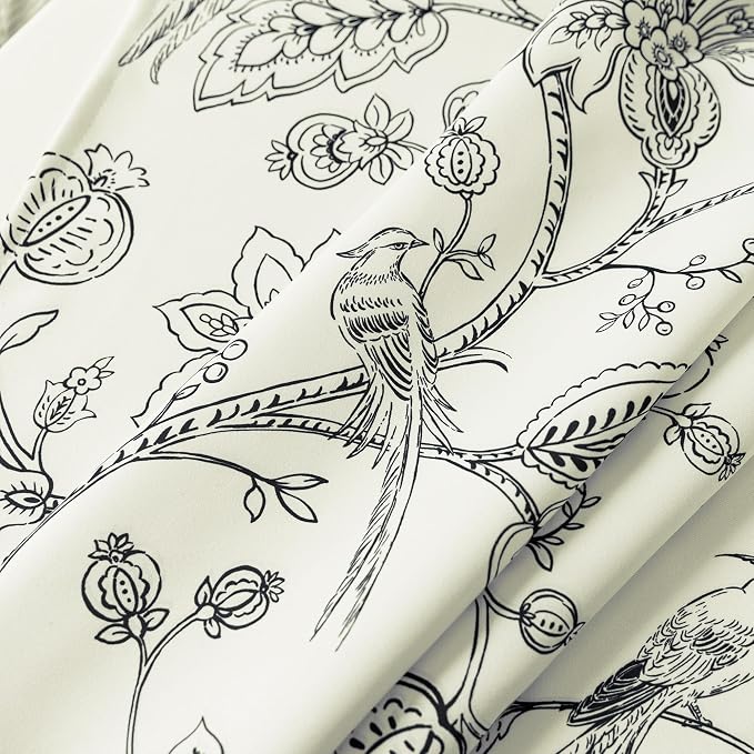 Black Vintage Farmhouse Floral Curtains, 8FT Floor to Ceiling Curtain Drapes for Living Room Bedroom 96 Inches Long 2 Panels Set