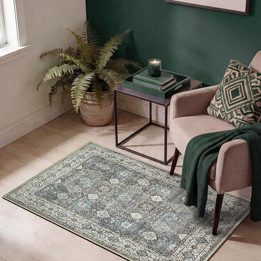 Keen Home Design 24"x36" Rug - Machine Washable Entry Rug with Non-Slip Backing, Ideal for Enteryway, Kitchen, Bathroom, Laundry Room - Vintage, Easy Clean, Durable, Low Pile - (2' x 3')