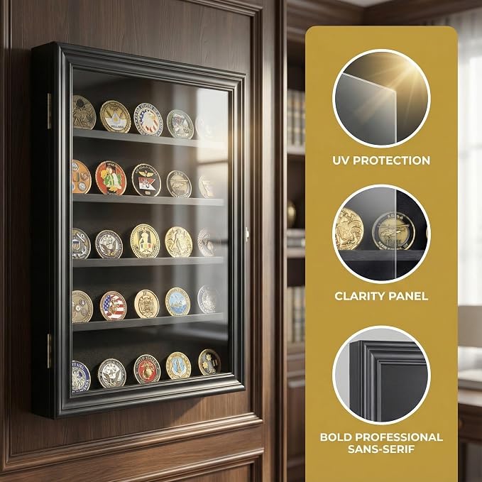 11.5 X 16 Pin Display Case Medal Shadow Box with 98% UV Protection for Military Medals, Beach Tags, Jewelry Pins, Pin Gift, Insignia Ribbons Memorabilia (Black Finish)