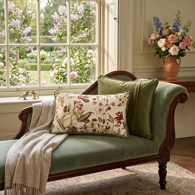 ISAENNE Designer Vintage Velvet Throw Pillow Cover,20"x12"-Grace A | Pillow Cover,Concealed Zipper Design,Dragonfly Pattern,Sofas,Bedroom,Living Room,Lounge Chairs,All Season Home Decor