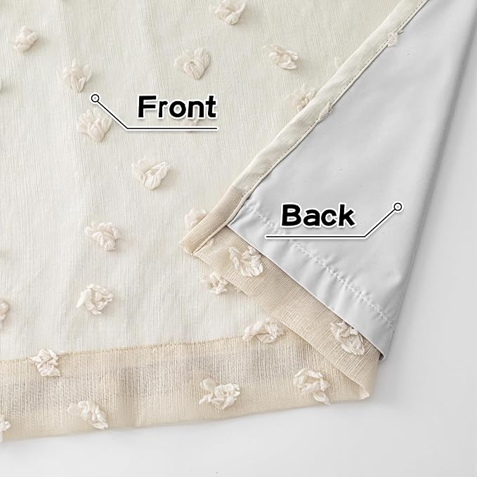 MYSKY HOME 100% Blackout Curtains for Girls Bedroom 95 Inch Long Total Room Darkening Curtain for Living Room 2 Panels Grommet Light Blocking Sliding Door Drapes Beige Pom Pom Sheer 52 x 95 Inch