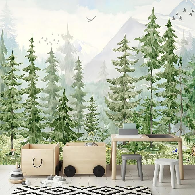 YQWDMX - Green Tropical Jungle Peel and Stick Wallpaper murals for Nursery ZY21 S