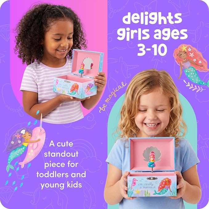 Giggle & Honey® Musical Mermaid Jewelry Box for Girls | Music Boxes for Little Girls | Toddler Jewelry Box for 4 Year Old Kids | Toys for Toddlers | Birthday Gifts for Kids 5, 6, 7, 8, 9 Years