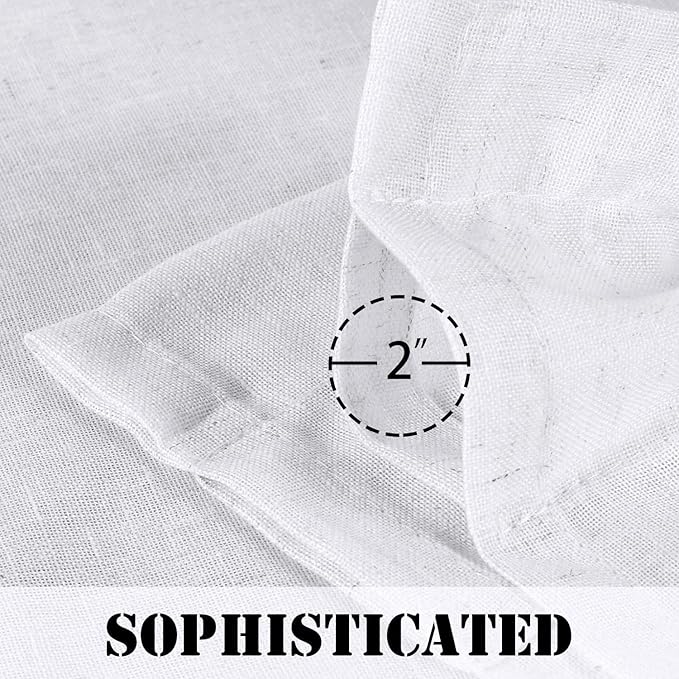H.VERSAILTEX Light Filtering Linen Textured Curtains for Living Room Window Treatment Durable Privacy Added Draperies Not Solid, Rod Pocket (2 Pack, 52 by 54 Inch, Heathered White)