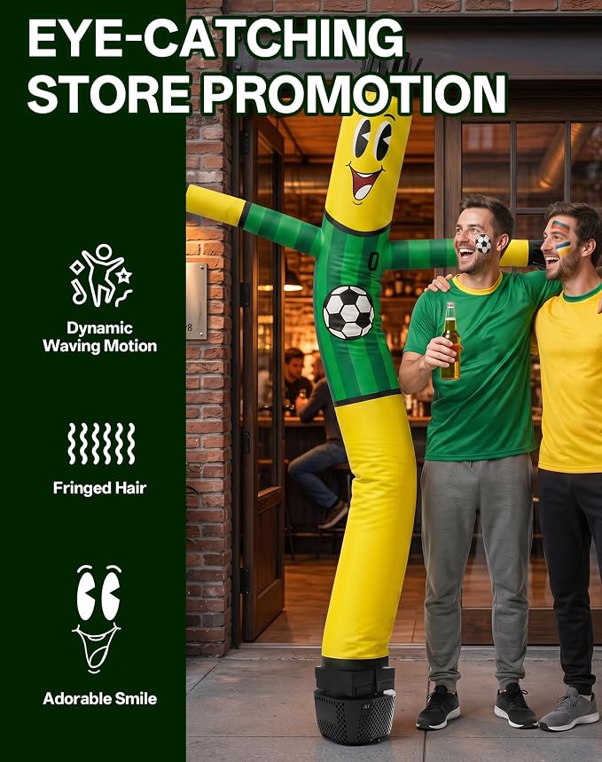 7 FT Inflatable Tube Man with Blower: Soccer Sports Theme Inflatable Dancing Man for Indoor & Outdoor Advertising, Party Decorations, Store Grand Openings, Business & Events (Green)