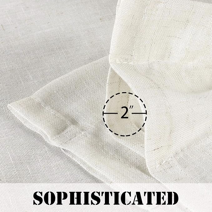 H.VERSAILTEX Natural Linen Bedroom Curtains 63 Inch Length 2 Panels Rod Pocket Light Filtering Semi Transparent Lightweight Curtain for Living Room Sand Beach Farmhouse, 52"x 63", Heathered Natural