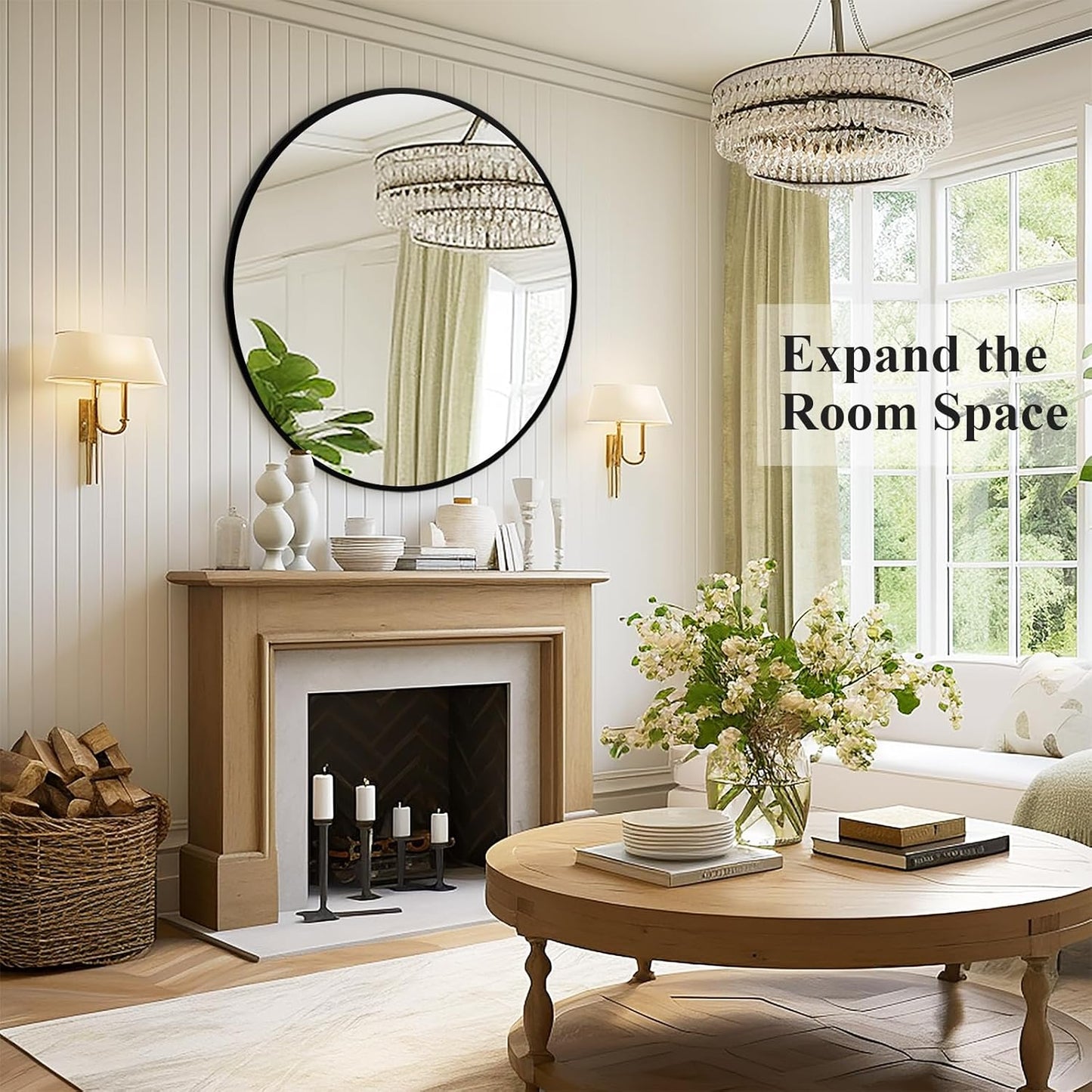 Fabuday Black Round Mirror 30 Inch - Large Circle Mirror for Bathroom, Living Room, Hallway, Entryway, Matte Aluminum Frame Circular Mirrors for Wall Decor