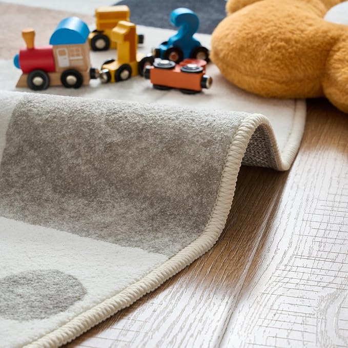 jinchan Macy 8x10 Kids Area Rug for Classroom Black and White Modern Colorful Nursery Rug Checkered Diamond Play Mat Washable Soft Non Slip Carpet for Playroom Living Room Bedroom Marble on Cream