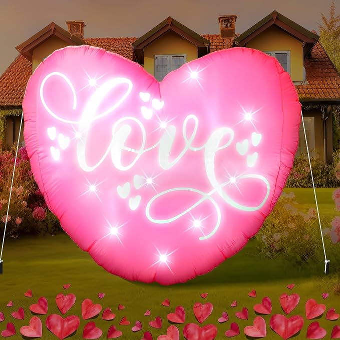 VIHOSE 3.9 Ft Mother's Day Inflatables Decoration Love Blow Up Decor Heart LED Lights Inflatable Decor for Outdoor Yard Garden Lawn Decoration Mom Gifts Party Supplies