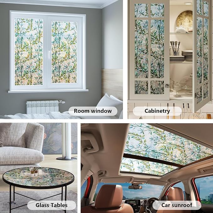 Finnez Window Privacy Film 3D Static Cling Window Film, No Glue Heat Control & 96% UV Blocking for Home Office, Decorative Frosted Glass Cover 23.6 Inch x 6.5 Feet