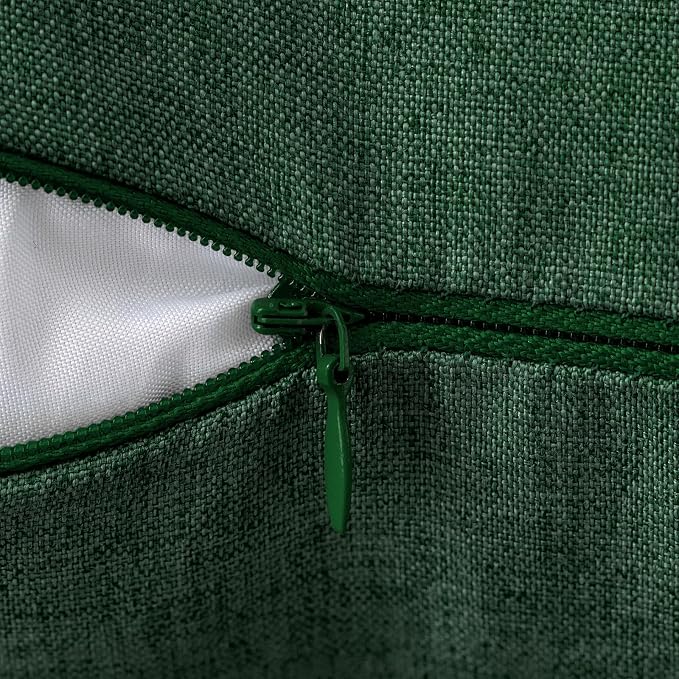 MIULEE Pack of 2 Decorative Outdoor Solid Waterproof Throw Pillow Covers Faux Linen Garden Farmhouse Cushion Cases for Patio Tent Balcony Couch Sofa 20x20 Inch Emerald Green