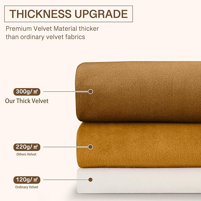 StangH Gold Brown Curtains for Living Room, Luxury Autumn Home Decoration Blackout Thermal Insulated Window Treatment for Living Room Bathroom, W52 x L90, 2 Panels