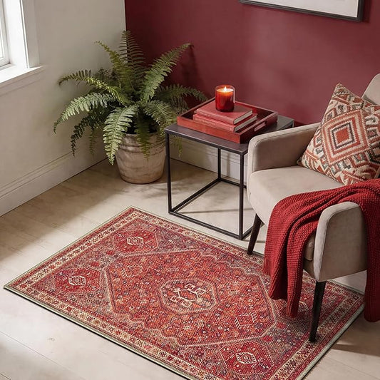 Keen Home Design 2x3 Rug - Machine Washable Entry Rug with Non-Slip Backing, Ideal for Enteryway, Kitchen, Bathroom, Laundry Room - Vintage, Easy Clean, Durable, Low Pile Rug - (2' x 3')