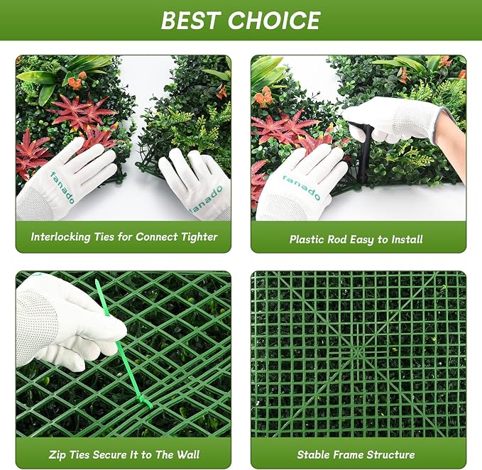 Grass Wall Panels 16 Pack 20"x20", Artificial Hedge Greenery Wall Backdrop, Plant Wall, UV Protected Privacy Fence Screen, Green Wall Decor for Outdoor Indoor Wedding Décor