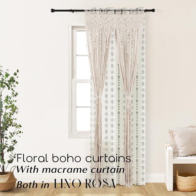 Farmhouse Curtains for Living Room, Striped Linen Cream and Black Pattern Modern Farm House Curtains for Dining Room Bedroom 84 Inch Long 2 Panels Set